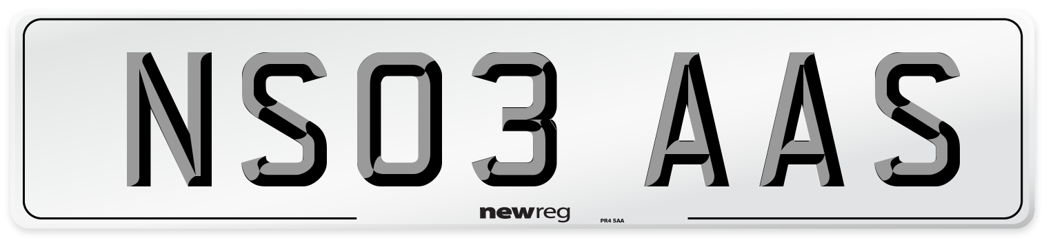 NS03 AAS Number Plate from New Reg